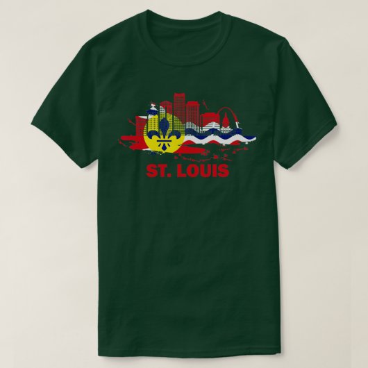 T-shirt Drapeau de la ville de St Louis Centre Skyline de  (Design devant)