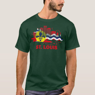 T-shirt Drapeau de la ville de St Louis Centre Skyline de 