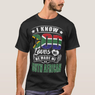 T-shirt Drapeau de l'Afrique du Sud Dieu m'aime  Sud-Afric