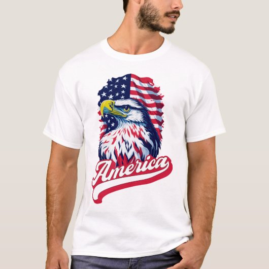 T-shirt Drapeau de l'aigle américain (Devant)