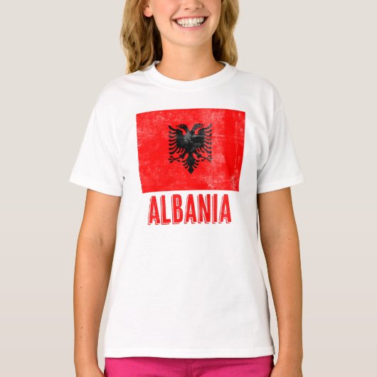 T-shirt Drapeau de l'Albanie "Grunge" Look (Devant)