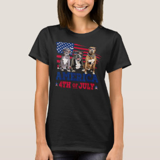 T-shirt Drapeau de l'Amérique de Pitbull 4 juillet fête de