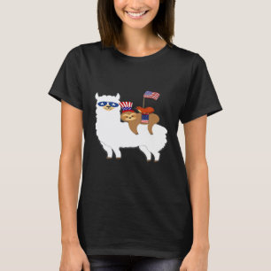 T-shirt Drapeau de l'Amérique Loutre Paresseux et lama