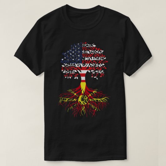 T-shirt Drapeau de l'arbre cultivé américain des racines m (Design devant)