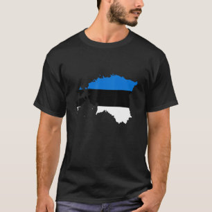 T-shirt Drapeau de l'Estonie dans le contour de l'Estonie