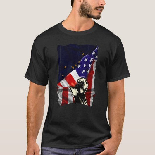 T-shirt Drapeau de l'état de l'Alaska déstabilisé Patrioti (Devant)