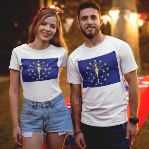 T-shirt Drapeau de l'état de l'Indiana bleu & or