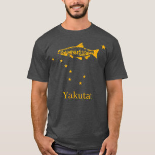 T-shirt Drapeau de l'État de Yakutat Alaska Pêche Saumon