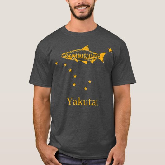T-shirt Drapeau de l'État de Yakutat Alaska Pêche Saumon (Devant)