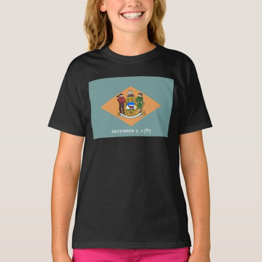 T-shirt Drapeau de l'État du Delaware, The Diamond US Stat (Devant)