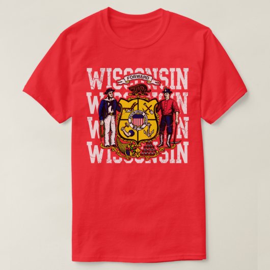 T-shirt Drapeau de l'État du Wisconsin Retro désorganisé (Design devant)