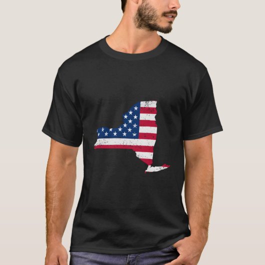 T-shirt Drapeau De L'État Patriotique De New York (Devant)