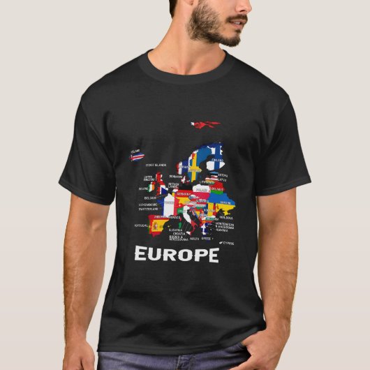 T-shirt Drapeau De L'Europe Drapeaux Européens Carte De L' (Devant)