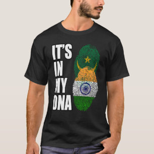T-shirt Drapeau de l'héritage ADN mixte indien et mauritan