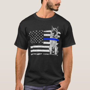 T-shirt Drapeau de ligne Bleu mince Berger Allemand K9 Pol