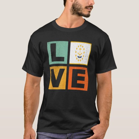 T-shirt Drapeau de l'île Rhode Love Rhode Island (Devant)