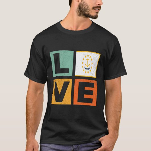 T-shirt Drapeau de l'île Rhode Love Rhode Island (Devant)