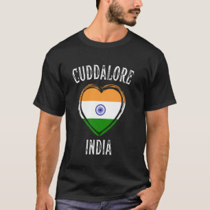 T-shirt Drapeau de l'Inde Cœur Ville de Cuddalore