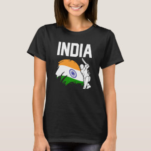 T-shirt Drapeau De L'Inde Des Joueurs Patriotiques Du Cric