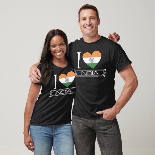 T-shirt Drapeau de l'Inde Pays d'amour (Unisexe)