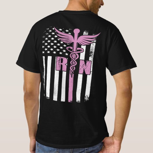 T-shirt Drapeau de l'infirmière autorisée RN USA (Dos)