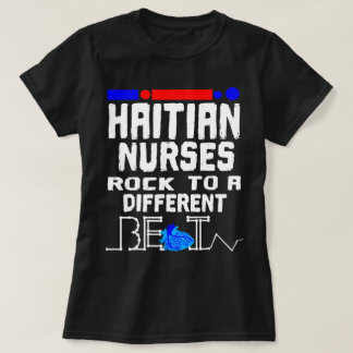 T-shirt Drapeau de l'infirmière haïtienne Heartbeat Black