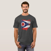T-shirt Drapeau de l'Ohio porté (Devant entier)