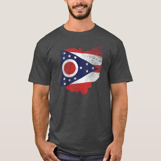 T-shirt Drapeau de l'Ohio porté (Devant)