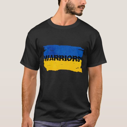 T-shirt Drapeau de l'Ukraine bleu et jaune des guerriers (Devant)