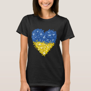 T-shirt Drapeau de l'Ukraine Cœur Abstrait Hommes Femmes E