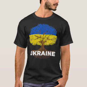 T-shirt Drapeau de l'Ukraine Graphisme d'arbre ancien Raci