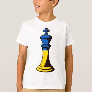 T-shirt Drapeau de l'Ukraine sur la pièce d'échecs Roi