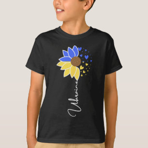 T-shirt Drapeau de l'Ukraine Tournesol Cœurs