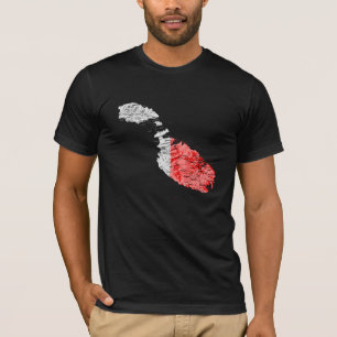 T-Shirt Drapeau de Malte Carte Couleur