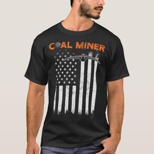T-shirt Drapeau de mineur de charbon Outils USA Exploitati (Devant)