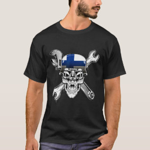 T-shirt Drapeau de motocyclette Finlande Biker