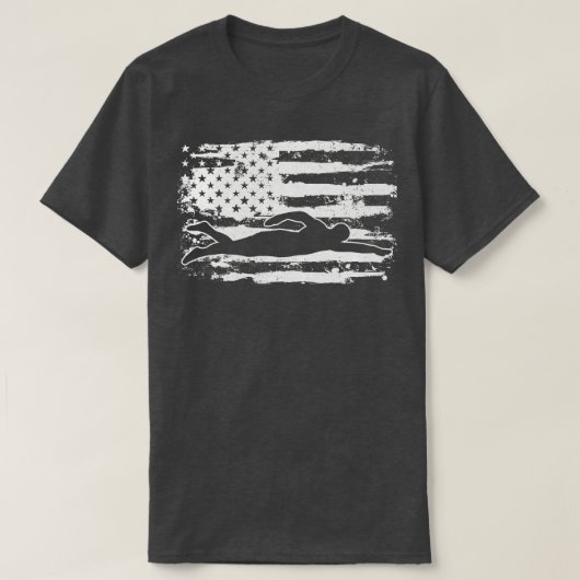 T-shirt Drapeau de natation USA 4 juillet (Design devant)