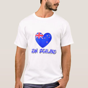 T-shirt Drapeau de Nouvelle-Zélande Cœur Moderne