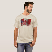 T-shirt Drapeau de ondulation Canadien-Américain (Devant entier)