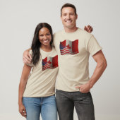 T-shirt Drapeau de ondulation Canadien-Américain (Unisexe)