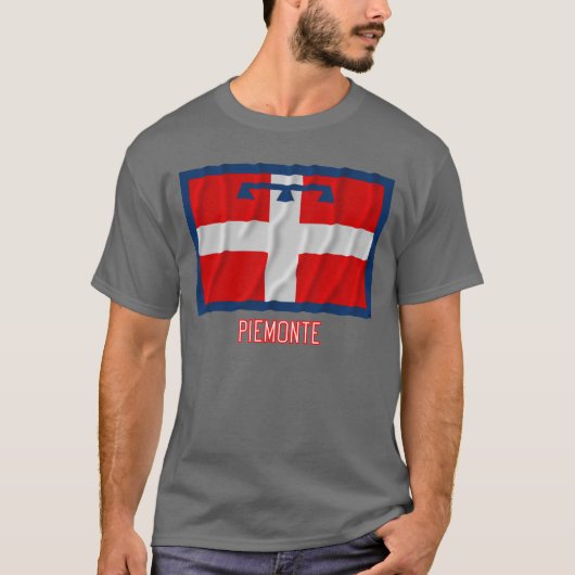 T-shirt Drapeau de ondulation de Piemonte avec le nom (Devant)
