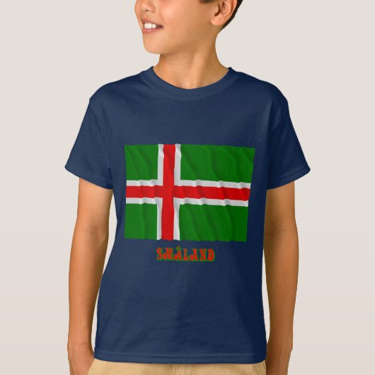 T-shirt Drapeau de ondulation de Småland avec le nom (Devant)