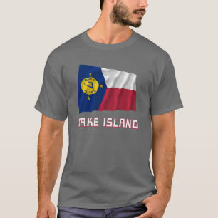 T-shirt Drapeau de ondulation d'île de sillage avec le no
