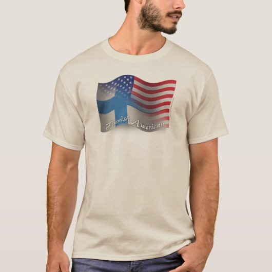 T-shirt Drapeau de ondulation Finlandais-Américain (Devant)
