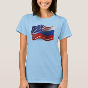 T-shirt Drapeau de ondulation Russe-Américain