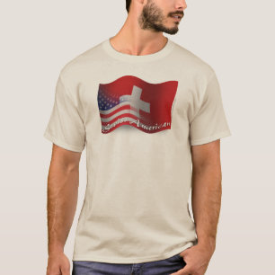 T-shirt Drapeau de ondulation Suisse-Américain