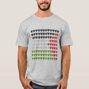 T-shirt Drapeau de Palestine, coeur rouge noir et vert,