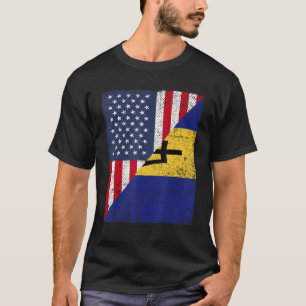T-shirt Drapeau de pays moitié USA moitié Barbade