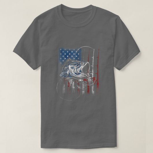 T-shirt Drapeau de pêche américain pêcheur Us12 (Design devant)