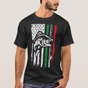 T-shirt Drapeau de pêche italien américain B pour pêcheur
